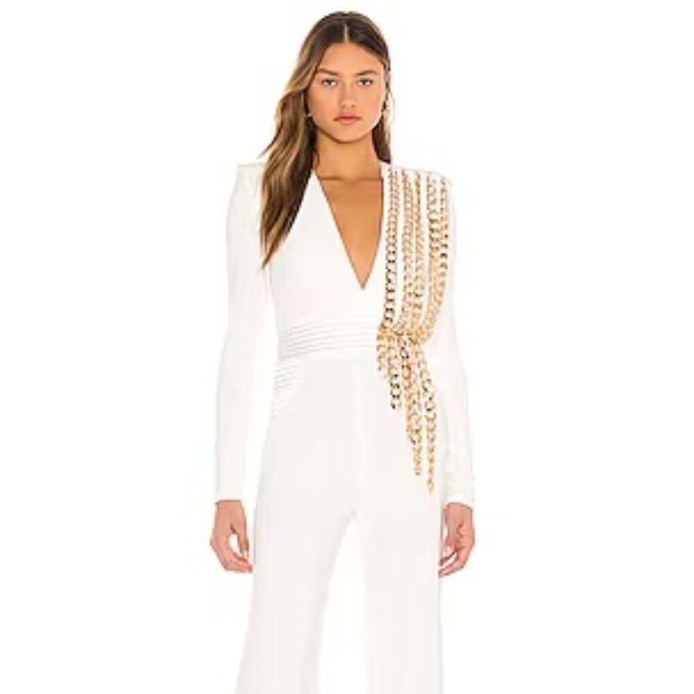 Zhivago Pheonix Jumpsuit White Chain Long Sleeve